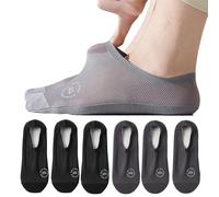 AYPOW 6 Pairs No Show Nylon Socks Mens, Ultra Large Area Mesh Breathable Ice Silk Low Cut Liner Invisible Socks, Non Slip Cotton Bottom Casual Ankle & Boat Sock for Loafers Sneakers Leather Shoes