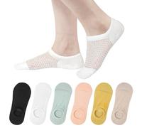 AYPOW 6 Pairs No Show Socks Women,Invisible Non Slip Cotton Socks Breathable Ankle Socks for Ladies Girls,Casual Footies Liner Boat Trainer Socks Bamboo Socks for Sneakers Flat Loafer Shoes
