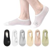 AYPOW 6 Pairs Women No Show Nylon Socks Casual Ankle Socks, Large Area Mesh Ultra Breathable Ice Silk Low Cut Liner Invisible Socks, Non slip Cotton Bottom Boat Socks for Daily Loafers Sneakers Shoes