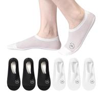AYPOW 6 Pairs Women No Show Nylon Socks Casual Ankle Socks, Large Area Mesh Ultra Breathable Ice Silk Low Cut Liner Invisible Socks, Non slip Cotton Bottom Boat Socks for Daily Loafers Sneakers Shoes