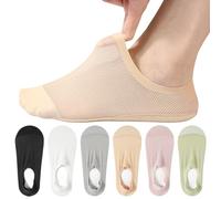 AYPOW 6 Pairs Women No Show Nylon Socks, Large Area Mesh Ultra Breathable Ice Silk Low Cut Liner Invisible Socks, Non slip Cotton Bottom Casual Ankle Socks Boat Socks for Loafers Sneakers Flats Shoes