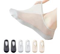 AYPOW 6 Pairs Women No Show Nylon Socks, Ultra Breathable Mesh Thin Ice Silk Low Cut Liner Invisible Socks, Non Slip Cotton Bottom Casual Ankle Sock Daily Boat Sock for Loafers Sneakers Flats Shoes