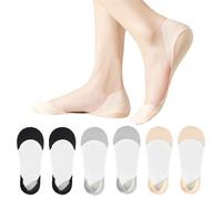AYPOW 6 Pairs Women Ultra Low Cut No-Show Socks for High Heels, Ultra Invisible Breathable Ice Silk Nylon Sock Ladies, Non Slip Casual Cotton Bottom Ankle Sock Boat Socks for Loafers Leather Shoes