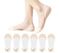 AYPOW 6 Pairs Women Ultra Low Cut No-Show Socks for High Heels, Ultra Invisible Breathable Ice Silk Nylon Sock Ladies, Non Slip Casual Cotton Bottom Ankle Sock Boat Socks for Loafers Leather Shoes