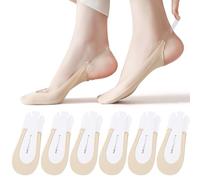 AYPOW 6 PCS Women No Show Ice Silk Socks for Sandals & High Heels, Absorb Sweat Cotton Bottom Ultra Invisible Socks with Elastic Straps Non Slip, Half Socks Forefoot Pads Socks for Flats Boat Shoes