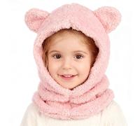 AYPOW Baby Kids Winter Hat Warm Fleece Toddler Balaclava For 1-6 Years, Windproof Thermal Hood Hat Scarf Set Earflap Multifunctional Plush Balaclava Kids Snood Neck Warmer For Outdoor Activities