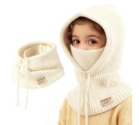 AYPOW Baby Kids Winter Warm Hat, Knitted Thermal Balaclava Ski Mask Neck Warmer Earflap With Drawstring, Adjustable Soft Windproof Hooded Scarf Hat Snood for Toddler Boys Girls Outdoor Activities