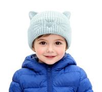 AYPOW Baby Winter Beanie Hat with Cute Cat Ear, Warm Soft Elastic Knitted Skull Cap for Toddler Boys Girls Unisex, 0-36 Months Infants Earflap Cosy Caps for Outdoor Activities