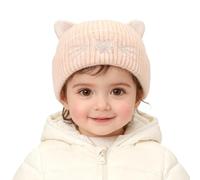 AYPOW Baby Winter Beanie Hat with Cute Cat Ear, Warm Soft Elastic Knitted Skull Cap for Toddler Boys Girls Unisex, 0-36 Months Infants Earflap Cosy Caps for Outdoor Activities