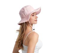 AYPOW Bucket Hat for Women UPF 50 Wide Brim Washed Cotton Sun Hat Summer UV Protection Fishing Cap Soft Breathable Foldable Unisex with Frayed Edge for Ladies Girls Safari Travel Outdoor Pink