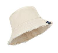 AYPOW Bucket Hats Womens Men Reversible Washed Cotton UV Protection Sun Hats with Frayed Edge Foldable Breathable Fishing Hat Unisex for Ladies Girls Travel Beach Walking Outdoor Beige