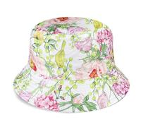 AYPOW Cotton Reversible Bucket Hats Women Floral Pattern Fisherman Hat, Lightweight & Foldable Summer UV Protection Sun Hat, Fashion Casual Ladies Packable Double-Side Beach Cap for Daily Holidays