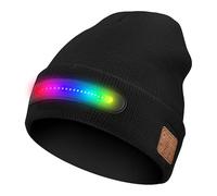 AYPOW Fashion Bluetooth Beanie Hat with LED Light, Wireless Musical Knitted Hat with Headphones Built-in Stereo Speakers & Mic, USB Rechargeable Waterproof Lighted Cap Running, Men Women Tech Gifts