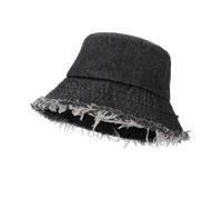AYPOW Fashion Frayed Edge Bucket Hat for Women, Soft Washed Cotton Denim Summer Sun Hats, Lightweight Foldable Breathable Outdoor UV Protection Fishing Hats Cap, for Ladies Teen Girl Casual Daily Wear