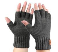 AYPOW Fingerless Gloves For Men Women, Winter Thermal Gloves with Fleece Lining, Half Finger Gloves Driving Working Typing Writing Running Gloves Mittens, Ideal Gifts - Unisex Universal Size