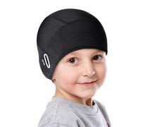 AYPOW Kids Winter Skull Beanie Hat Aged 5-14 Years, Windproof Warm Cycling Running Cap Thermal Fleece Lined with Ear Cover Fits Glasses, Winter Hat Helmet Liner Boys Girls for Skiing Outdoor Black