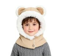 AYPOW Kids Winter Thermal Balaclava, Multifunction Warm Waterproof Hat Scarf Set with Bear Ear for 4-7 Years Girls Boys, Fleece Lined Caps Snood Hood with Neck Warmer for Outdoor Sports Cycling Ski
