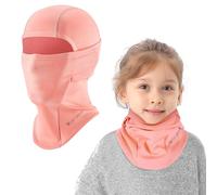 AYPOW Kids Winter Thermal Balaclava, Multifunction Windproof Warm Ski Mask Cycling Full Face Cover Under Helmet Hat with Neck Warmer, for 4-12 Years Boys Girls Children Winter Outdoor Sports Pink