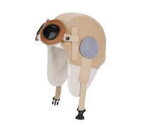 AYPOW Kids Winter Thermal Fleece Hat with Detachable Goggles Age 6-12, Outdoor Windproof Warm Bomber Hat Trooper Trapper Caps with Earflap, for Skiing Hiking Cycling Boys Girls Children Khaki