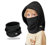 AYPOW Kids Winter Warm Fleece Balaclava, Multifunctional Double Layer Thermal Windproof Face Cover Ski Mask, Warm Knit Fleece Hat Cap Hood Neck Warmer Scarf, Boys Girls Cycling Skating Hiking Outdoor