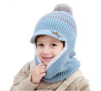 AYPOW Kids Winter Warm Hat Baby Balaclava For 2-6 Years, Windproof Knitted Hat Scarf Set Thermal Fleece Lined with Pom Pom, Toddler Hat Neck Warmer Snood Beanie Cap Boys Girls for Outdoor Activities