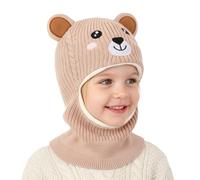 AYPOW Kids Winter Warm Hat Baby Balaclava For 4-8 Years,Windproof Knitted Hat Scarf Set Thermal Fleece Lined Earflap Beanie Toddler Hats Neck Warmer Hood Cap Boys Girls for Skiing Outdoor Activities