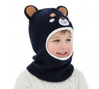 AYPOW Kids Winter Warm Hat Baby Balaclava For 4-8 Years,Windproof Knitted Hat Scarf Set Thermal Fleece Lined Earflap Beanie Toddler Hats Neck Warmer Hood Cap Boys Girls for Skiing Outdoor Activities