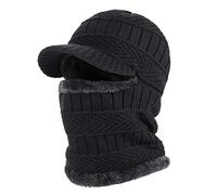 AYPOW Winter Knit Balaclava Beanie Hat with Flexible Neck Warmer, Unisex Windproof Warm Ski Face Mask for Outdoor Sports -Black
