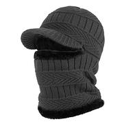 AYPOW Winter Knit Balaclava Beanie Hat with Flexible Neck Warmer, Unisex Windproof Warm Ski Face Mask for Outdoor Sports -Black