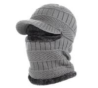 AYPOW Winter Knit Balaclava Beanie Hat with Flexible Neck Warmer, Unisex Windproof Warm Ski Face Mask for Outdoor Sports Light Grey