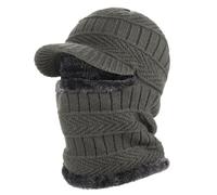 AYPOW Winter Knit Balaclava Beanie Hat with Flexible Neck Warmer, Unisex Windproof Warm Ski Face Mask for Outdoor Sports -Black