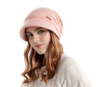 AYPOW Winter Knit Slouchy Visor Hat, Fleece Lined Warm Thermal Hat with Brim, Pullover Ear Protection Hat, Beret Hat Newsboy Cap, Daily Winter Outdoor hat for Ladies