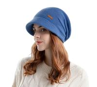 AYPOW Winter Knit Slouchy Visor Hat, Fleece Lined Warm Thermal Hat with Brim, Pullover Ear Protection Hat, Beret Hat Newsboy Cap, Daily Winter Outdoor hat for Ladies