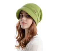 AYPOW Winter Knit Slouchy Visor Hat, Fleece Lined Warm Thermal Hat with Brim, Pullover Ear Protection Hat, Beret Hat Newsboy Cap, Daily Winter Outdoor hat for Ladies