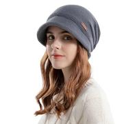 AYPOW Winter Knit Slouchy Visor Hat for Women, Fleece Lined Warm Thermal Hat with Brim, Pullover Ear Protection Hat, Beret Hat Newsboy Cap, Daily Winter Outdoor hat for Ladies