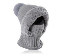 AYPOW Winter Warm Knitted Cap & Neck Warmer Sets for Women, Windproof Flexible Soft Thick Fleece Lined Face Mask Beanie Hat with Hairball, Outdoor Sports Balaclava Ski Mask, Winter Gift