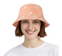 AYPOW Women Cotton Reversible Bucket Hat Daisy Embroidery Fisherman Hat, Lightweight & Foldable Summer UV Protection Sun Hats, Fashion Casual Ladies Packable Double-Side Beach Cap for Daily Holidays
