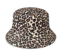 AYPOW Women Cotton Reversible Bucket Hat UV Protection Double Sided Fisherman Hat, Lightweight & Foldable Summer Sun Hats, Leopard Fashion Casual Ladies Packable Beach Cap for Daily Holidays Travel
