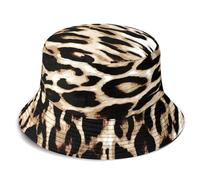 AYPOW Women Cotton Reversible Bucket Hat UV Protection Double Sided Fisherman Hat, Lightweight & Foldable Summer Sun Hats, Leopard Fashion Casual Ladies Packable Beach Cap for Daily Holidays Travel