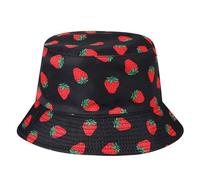 AYPOW Women Reversible Bucket Hat Cotton Fisherman Hat, UPF50+ Fashion Lightweight Sun Hats Summer Foldable Outdoor Cap, Packable Fruit Print Double-Side Cap for Teens Girls Beach Travel Party Holiday