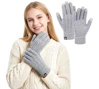 AYPOW Women Winter Wool Warm Touch Screen Gloves, Thermal Fleece Lined Elastic Anti-Slip Knitted Finger Gloves, Winter Accessories for Skiing Cycling Hiking Driving Working Running Outdoor Sports