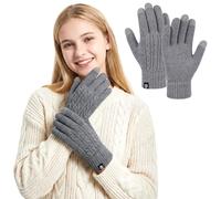 AYPOW Women Winter Wool Warm Touch Screen Gloves, Thermal Fleece Lined Elastic Anti-Slip Knitted Finger Gloves, Winter Accessories for Skiing Cycling Hiking Driving Working Running Outdoor Sports
