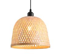 AYQJMD 11 Inch Modern Pendant Light Fixture Handmade Woven Bamboo Hanging Lamp Adjustable Flush Mount Ceiling Pendant Lighting Hanging Lamps for Living Room for Kitchen Island Sink Farmhouse Home