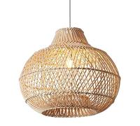 AYQJMD Rattan Pendant Light Handmade Woven Ceiling Hanging Pendant Lighting Round Adjustable Boho Hanging Lamp Brown Wicker Hanging Chandelier for Restaurant Cafe Teahouse Bar Dining Room Club