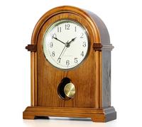 AYRELY® Grandfather Mantel Clock with Hour & Quarter-Hour Chime, Elegant Wooden Frame and Gold-Tone Pendulum, Battery Operated Vintage Table Clock for Living Room & Home Décor