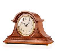 AYRELY® Grandfather Mantel Clock with Hour/Quarter-Hour Chime, Elegant Wooden Frame, Battery-Operated Table Clock, Vintage Mantelpiece Clock for Living Room or Home Décor Gift