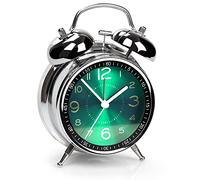 AYRELY® Super Loud Alarm Clock for Heavy Sleepers Adults, Twin Bell Retro Design, 4 Inch Silent Non-Ticking Quartz with Backlight, Metal Dial, Perfect for Bedrooms and Bedside(Green)