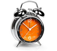 AYRELY® Super Loud Alarm Clock for Heavy Sleepers Adults, Twin Bell Retro Design, 4 Inch Silent Non-Ticking Quartz with Backlight, Metal Dial, Perfect for Bedrooms and Bedside (Orange)