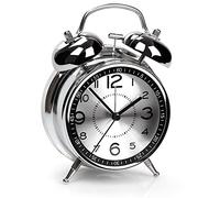 AYRELY® Super Loud Alarm Clock for Heavy Sleepers Adults, Twin Bell Retro Design, 4 Inch Silent Non-Ticking Quartz with Backlight, Metal Dial, Perfect for Bedrooms and Bedside (Grey)
