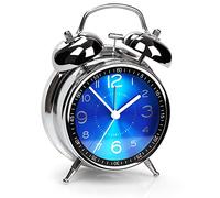 AYRELY® Super Loud Alarm Clock for Heavy Sleepers Adults, Twin Bell Retro Design, 4 Inch Silent Non-Ticking Quartz with Backlight, Metal Dial, Perfect for Bedrooms and Bedside (Blue)